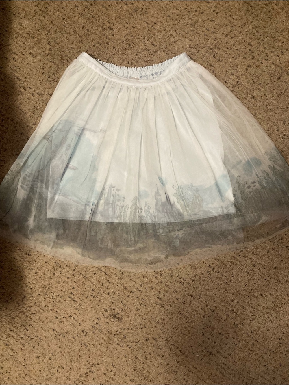 Cinderella castle print tulle tutu skirt LC Lauren Conrad pastel blue pull on